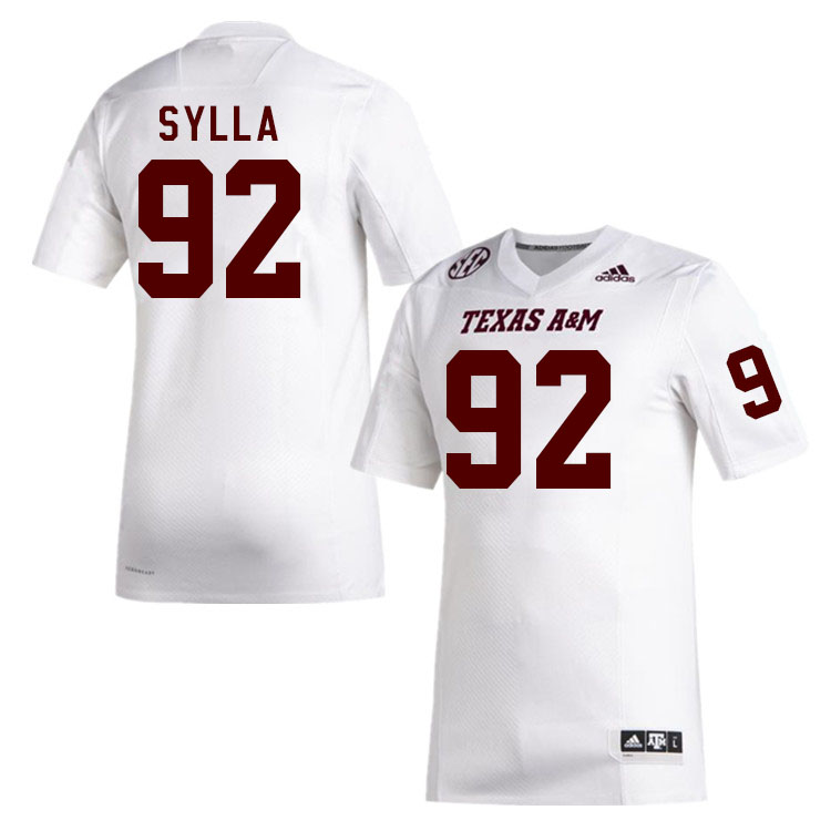 Men #92 Malick Sylla Texas A&M Aggies College Football Jerseys Stitched Sale-White